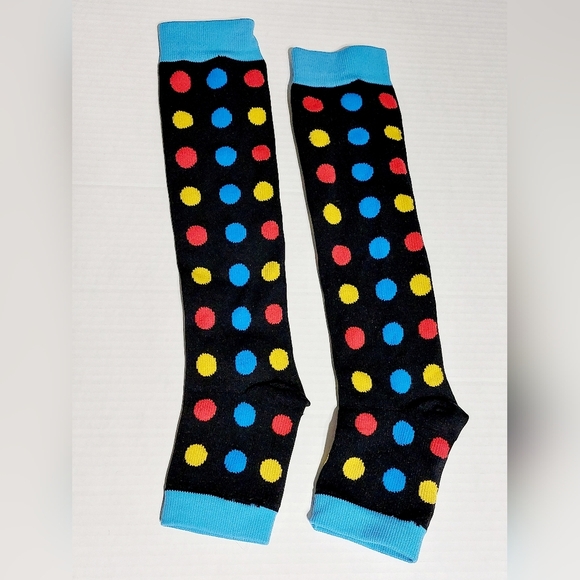 Tall Black multicolored Polka Dot Open Toe Compression Socks Unisex 2XL - Picture 2 of 4